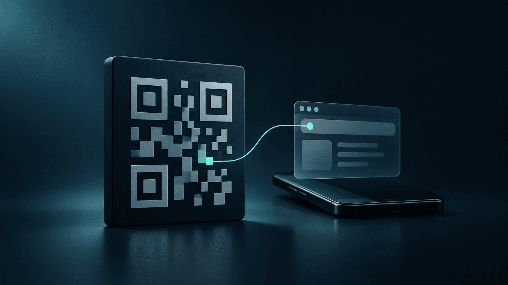 Ilustracja kodu QR połączonego z adresem docelowym w przeglądarce telefonu