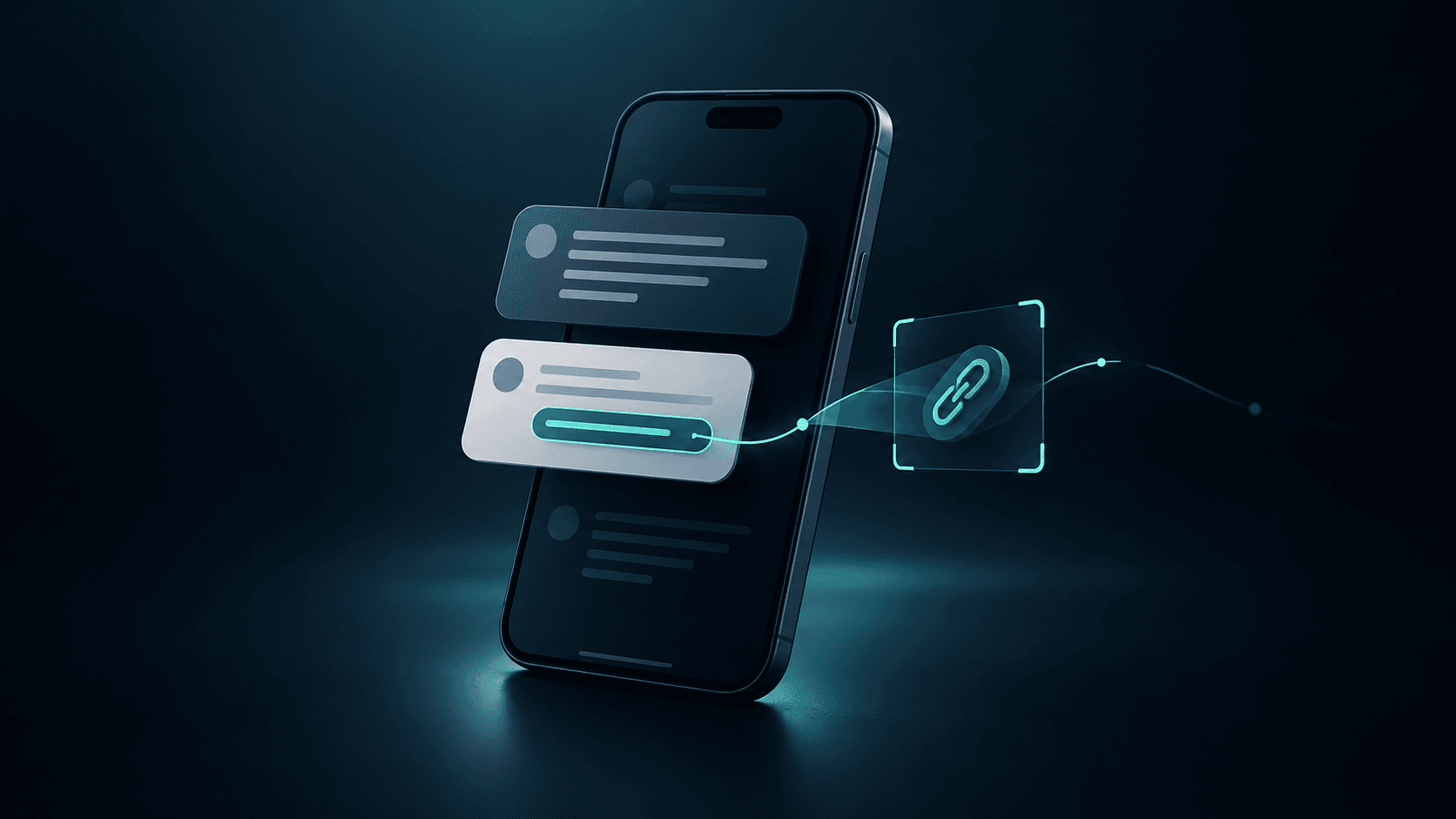 Ilustracja wiadomości SMS i adresu poddawanego analizie na telefonie
